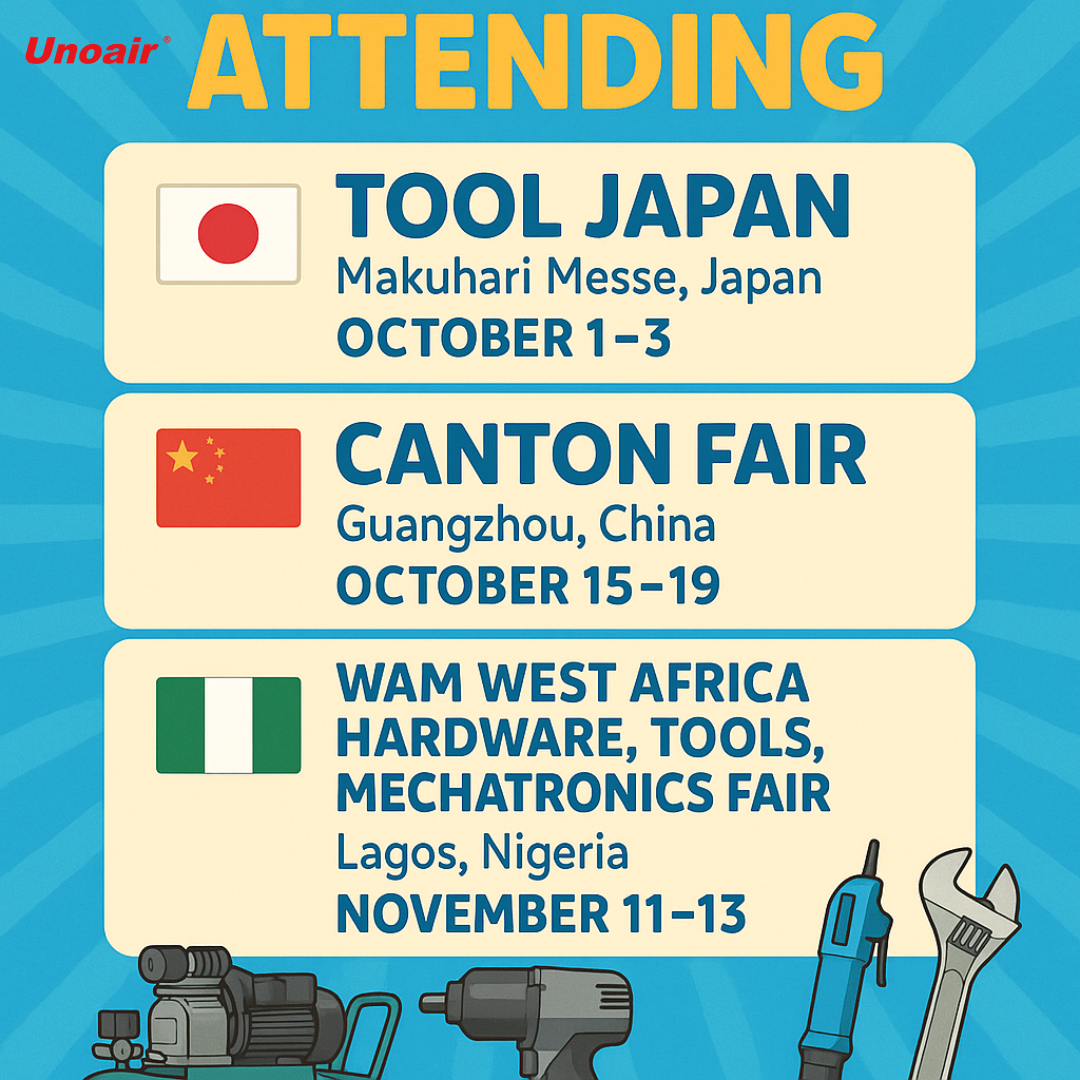 unoair pneumatic tool air compressor electrical torque screwdriver altas copco black decker milwaukee stanley snap on ingersoll schulz quincy Embraco champion chiaperini Japan China Nigeria
